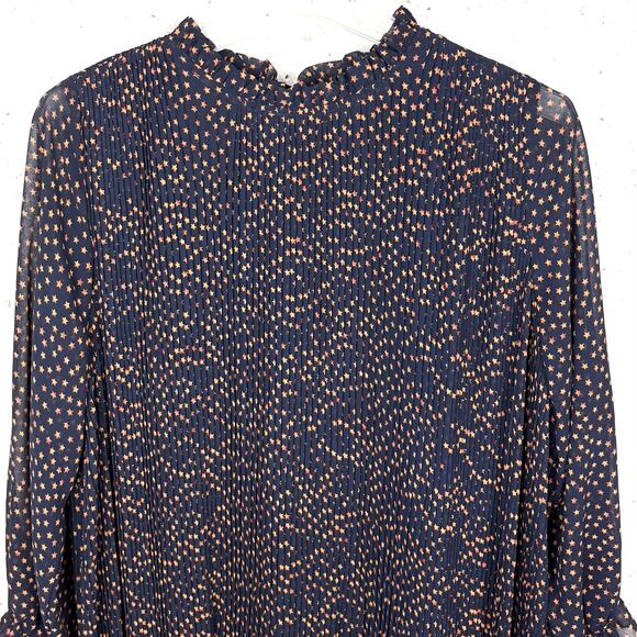 Anthropologie Seen Worn Kept Vega Pleated Star Print Illusion Sleeve Size 6 - Picture 14 of 16